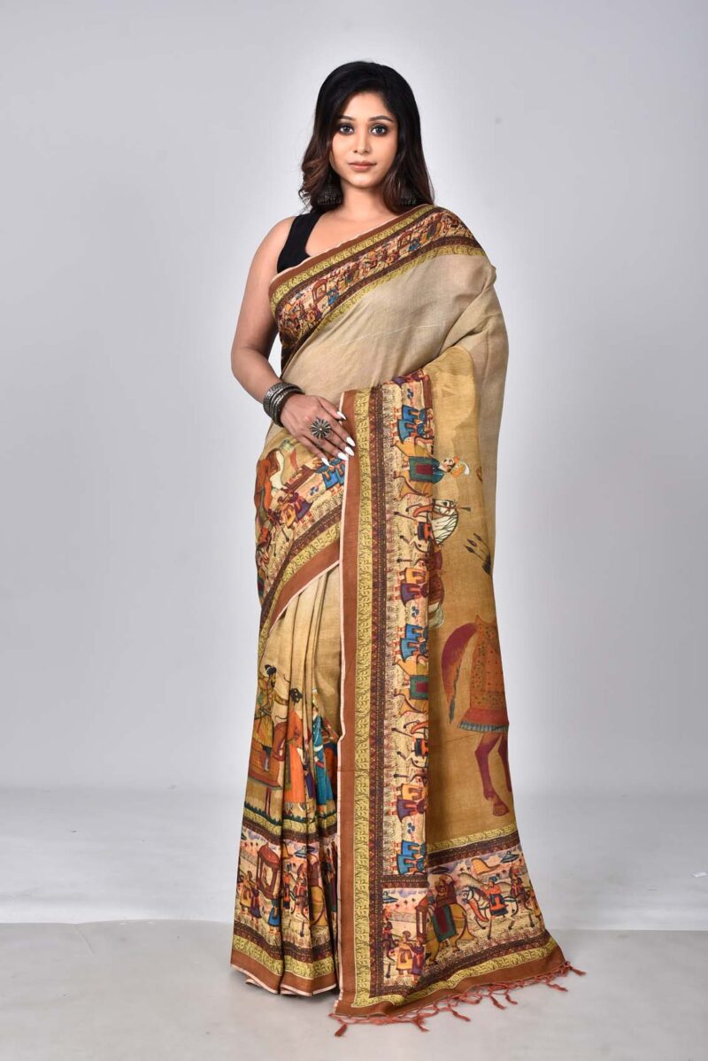 Tassar Georgette Saree with Digital Print (Multi)