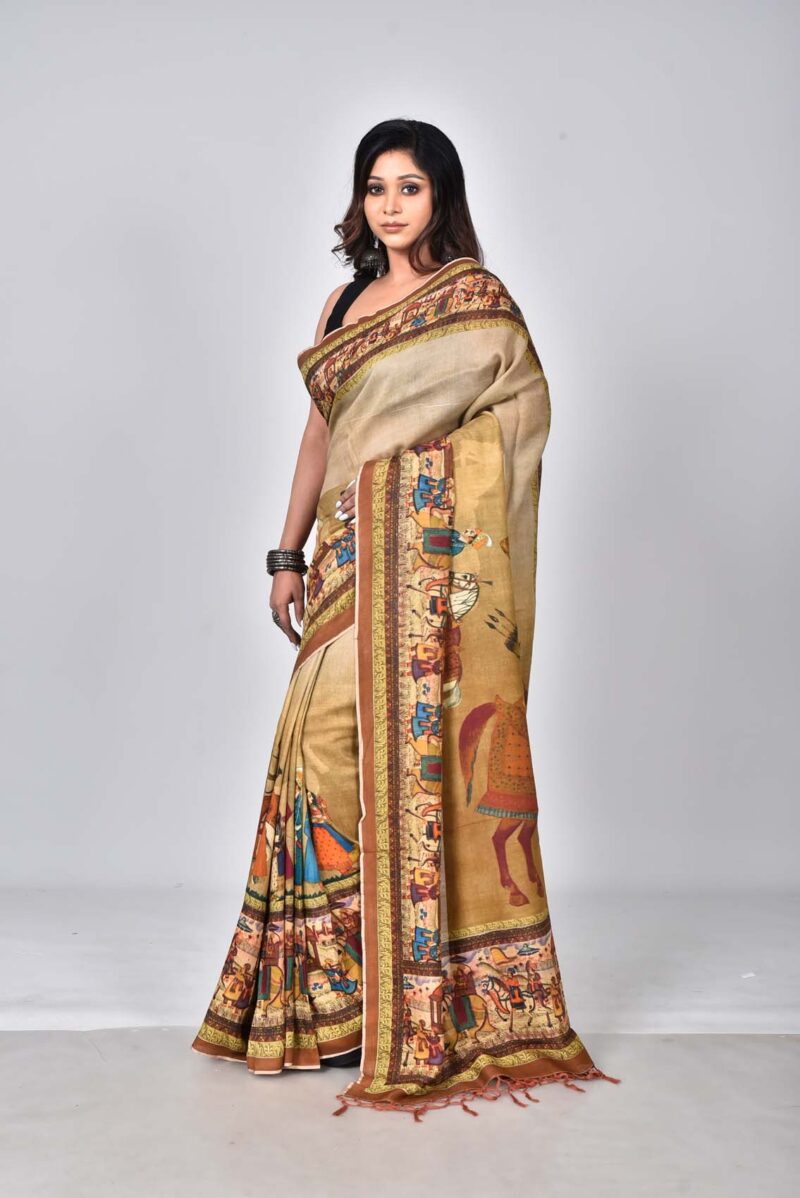 Tassar Georgette Saree with Digital Print (Multi)