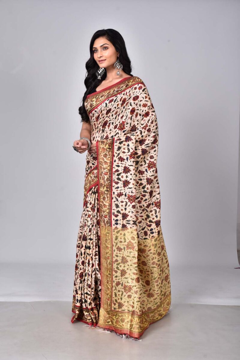 Mulberry and Matka Silk Woven Saree with Digital Print (Multi)