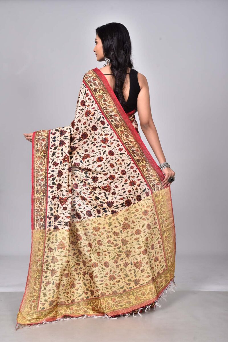 Mulberry and Matka Silk Woven Saree with Digital Print (Multi)