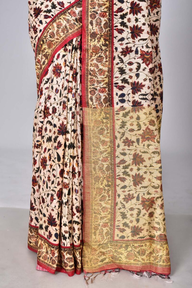 Mulberry and Matka Silk Woven Saree with Digital Print (Multi)