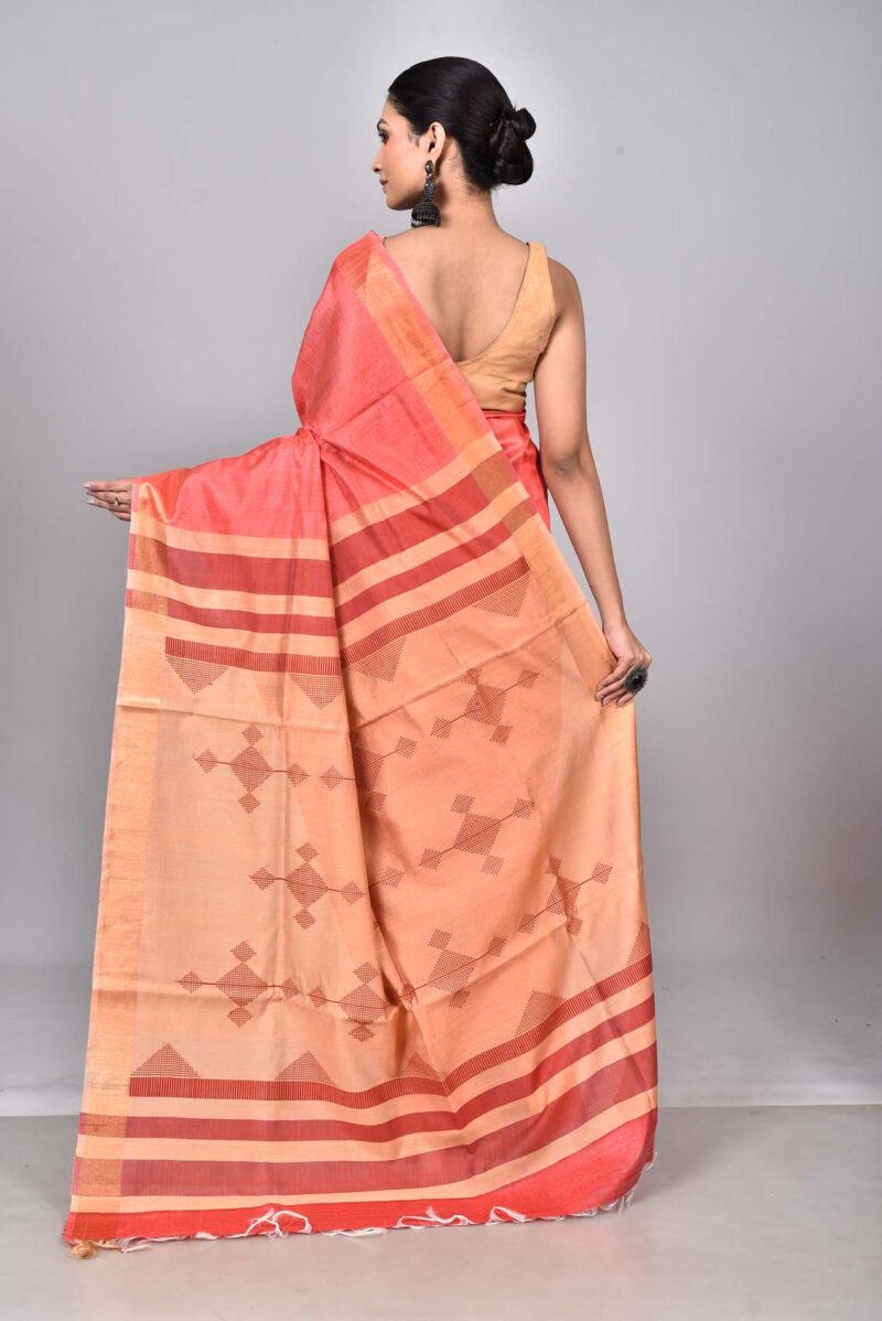 Mulberry and Raw Silk Woven Sarees (Orange)