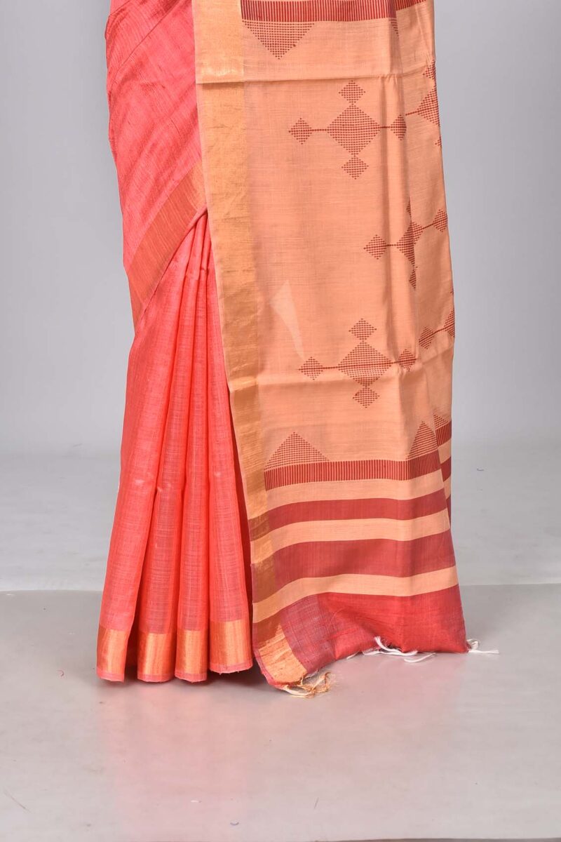 Mulberry and Raw Silk Woven Sarees (Orange)