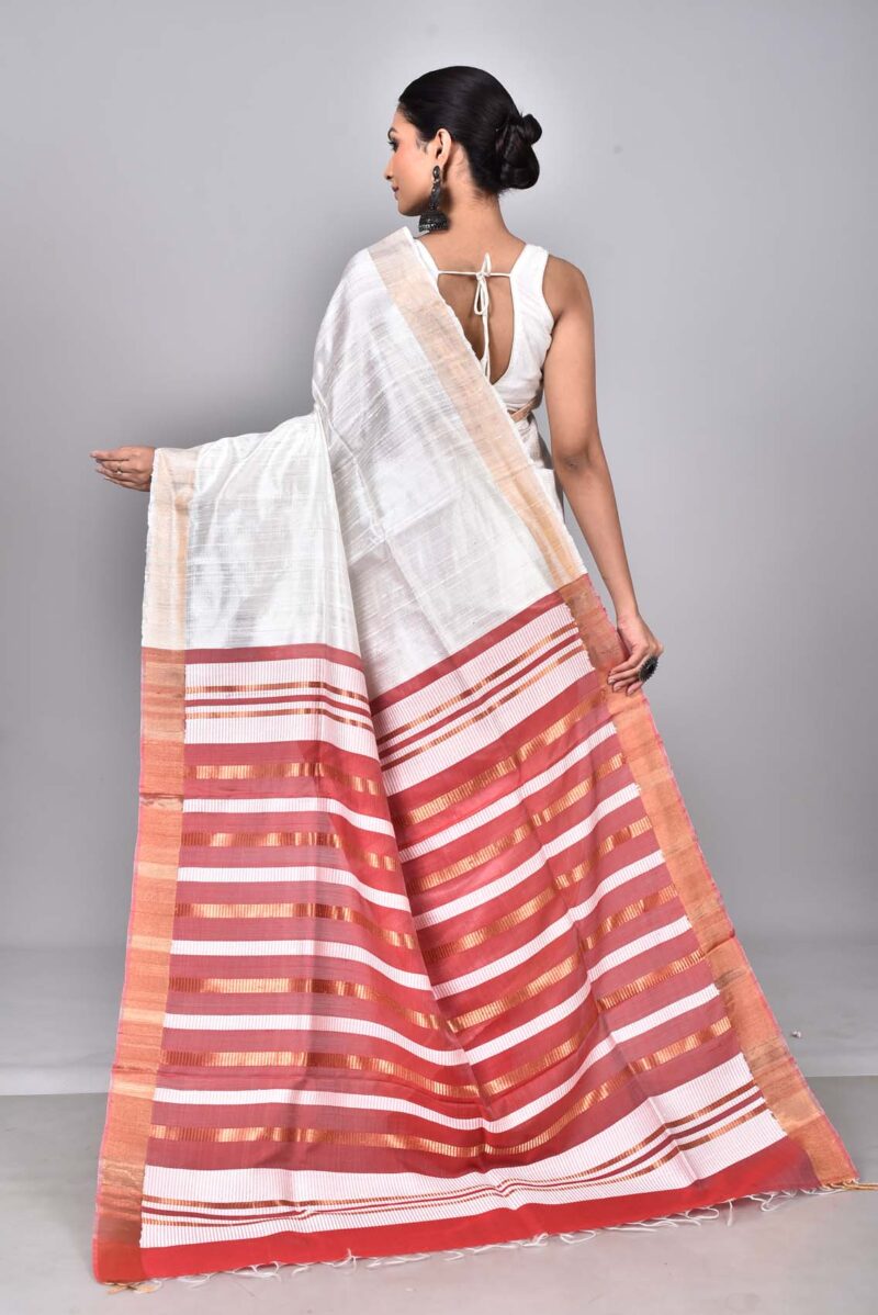 Mulberry and Raw Silk Woven Sarees (Off White)