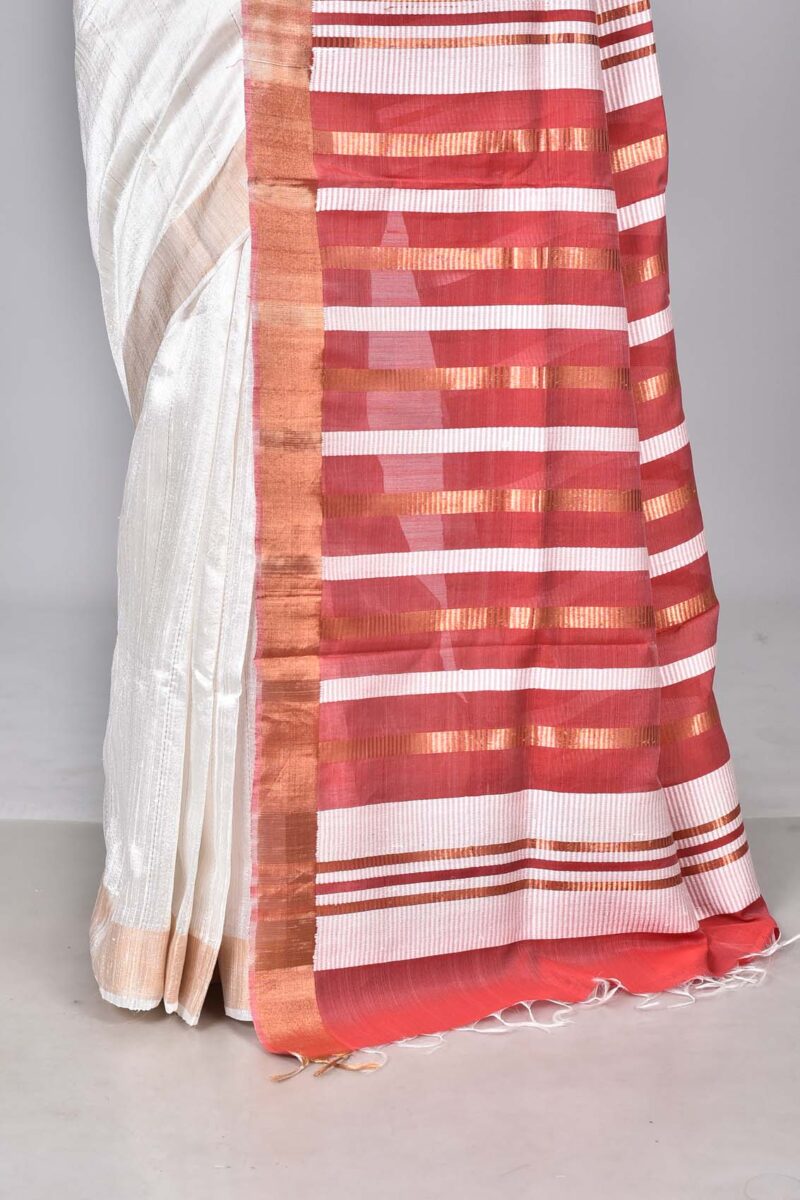 Mulberry and Raw Silk Woven Sarees (Off White)