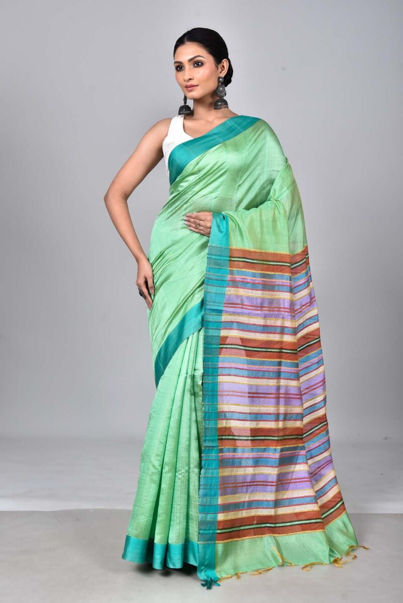 Mulberry and Raw Silk Woven Sarees (Green)