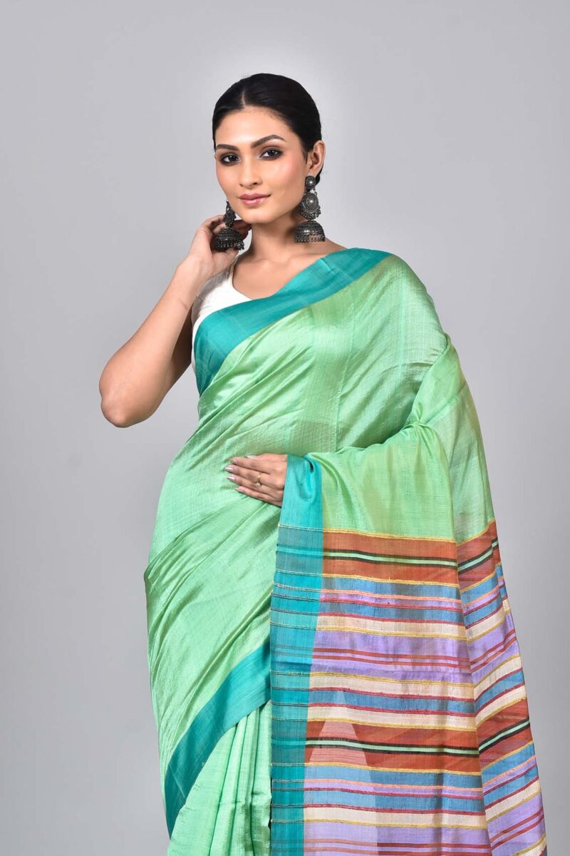 Mulberry and Raw Silk Woven Sarees (Green)