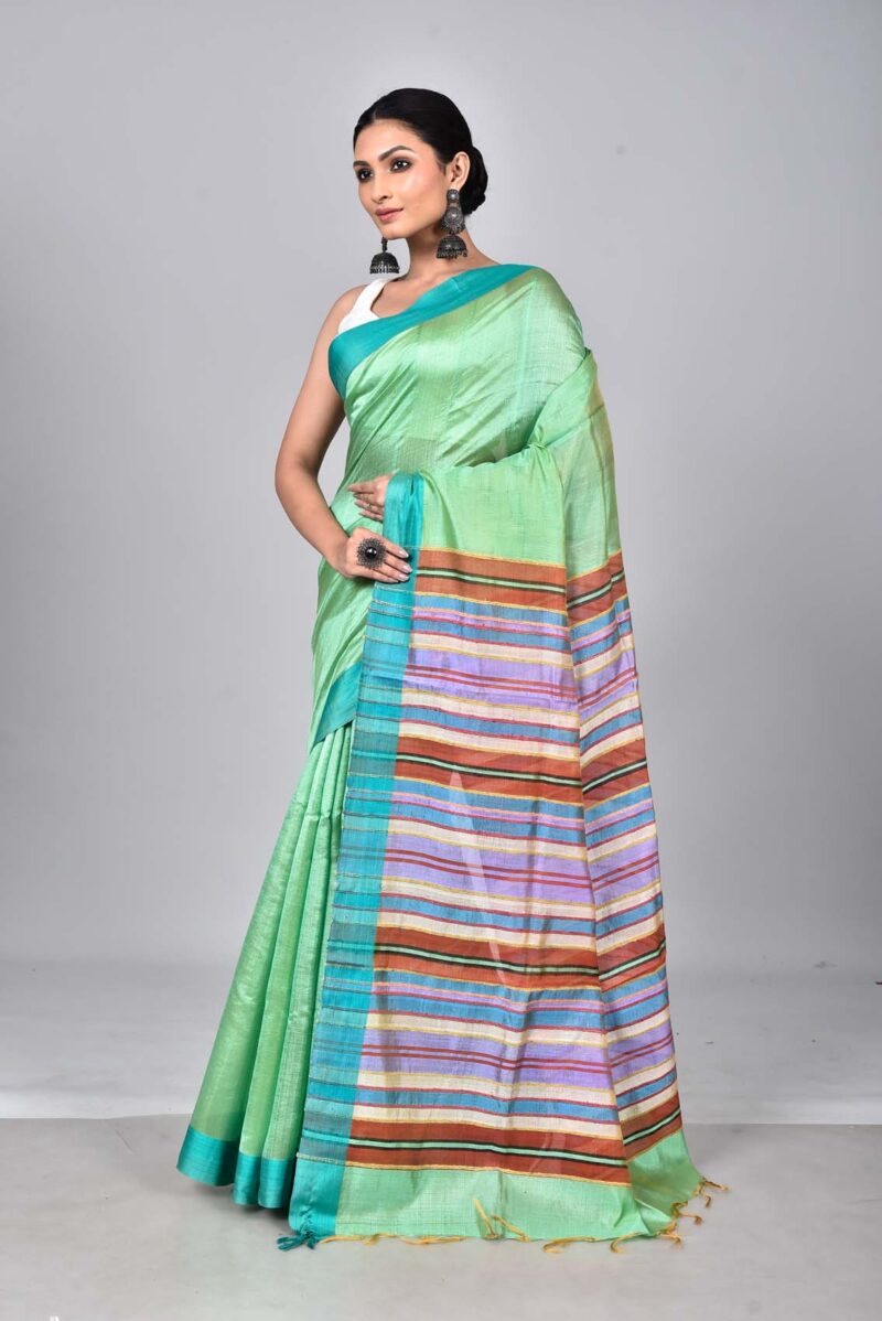 Mulberry and Raw Silk Woven Sarees (Green)