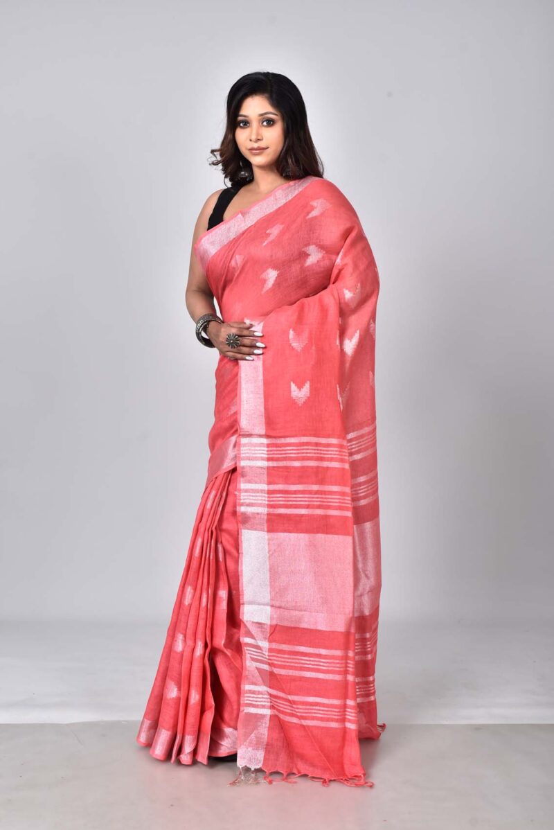 Linen Woven Saree (Pink)