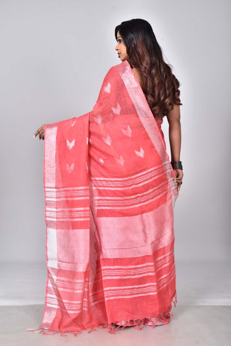 Linen Woven Saree (Pink)