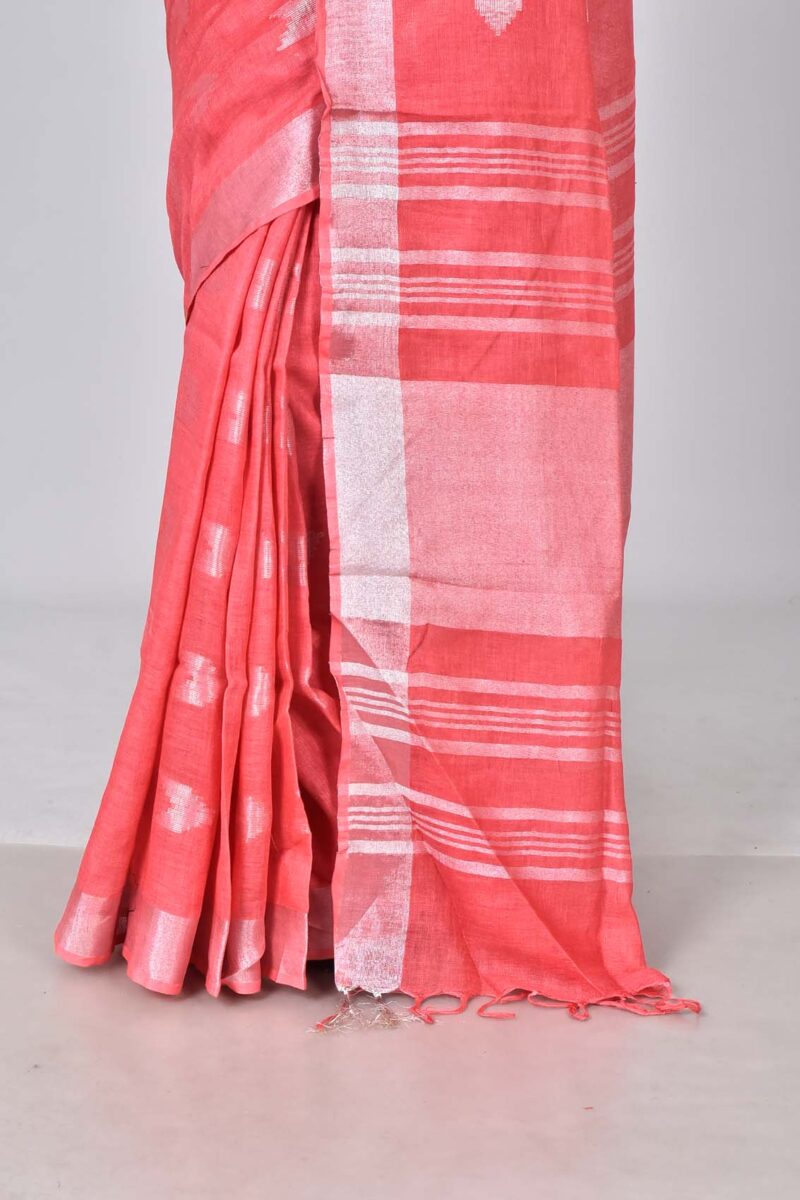 Linen Woven Saree (Pink)