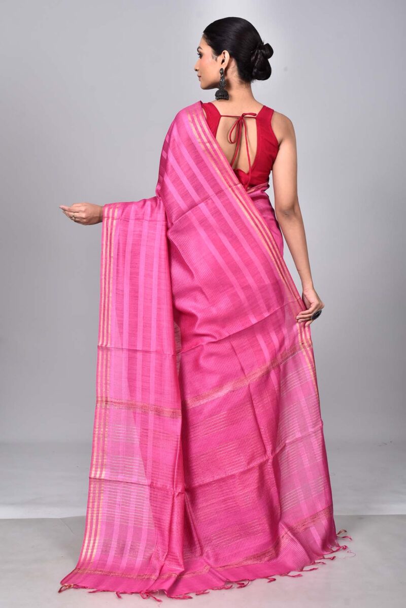 Tassar Munga Woven Saree (Pink)