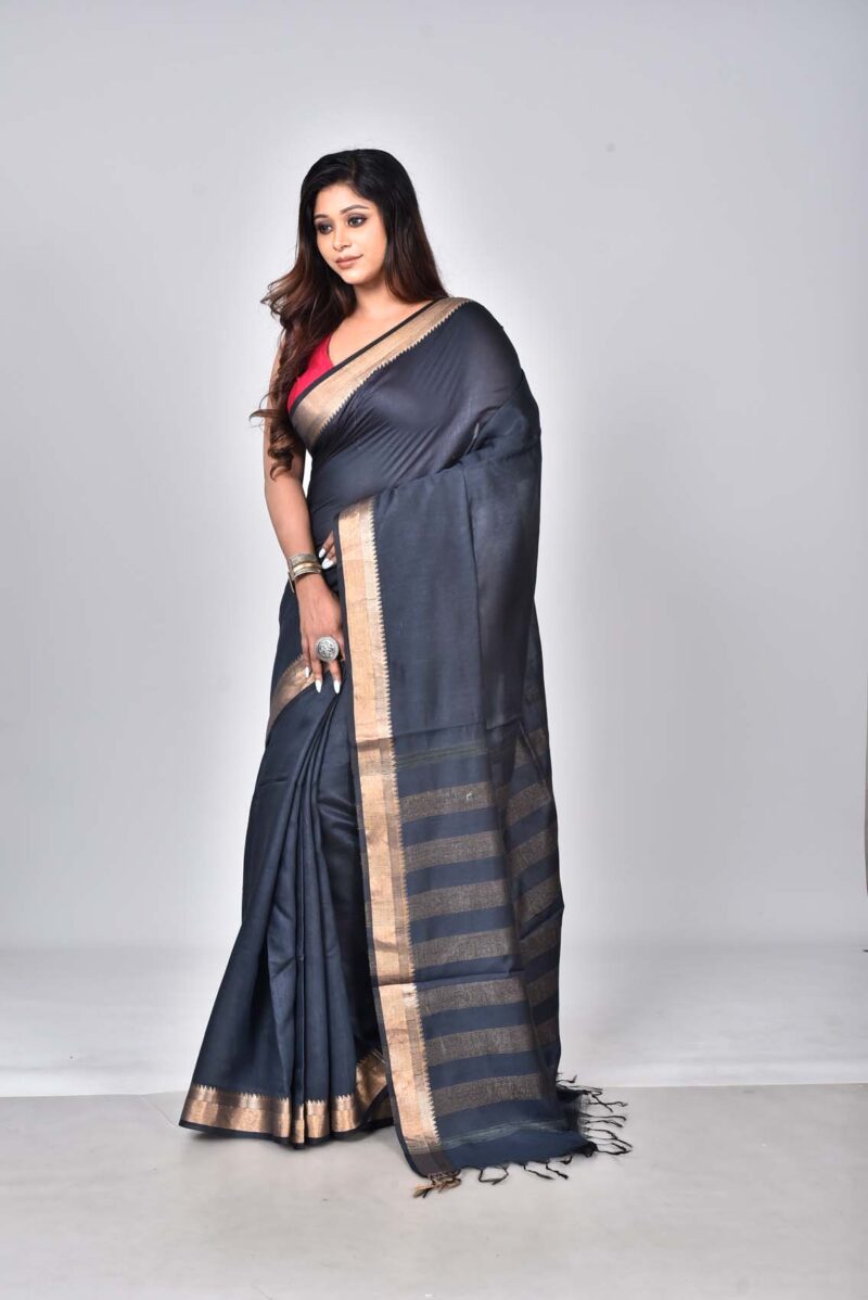 Silk Modal Woven Saree (Black)