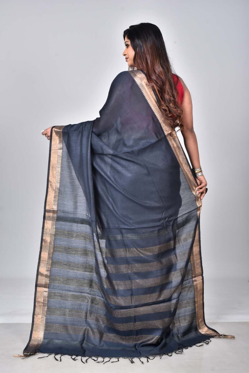 Silk Modal Woven Saree (Black)