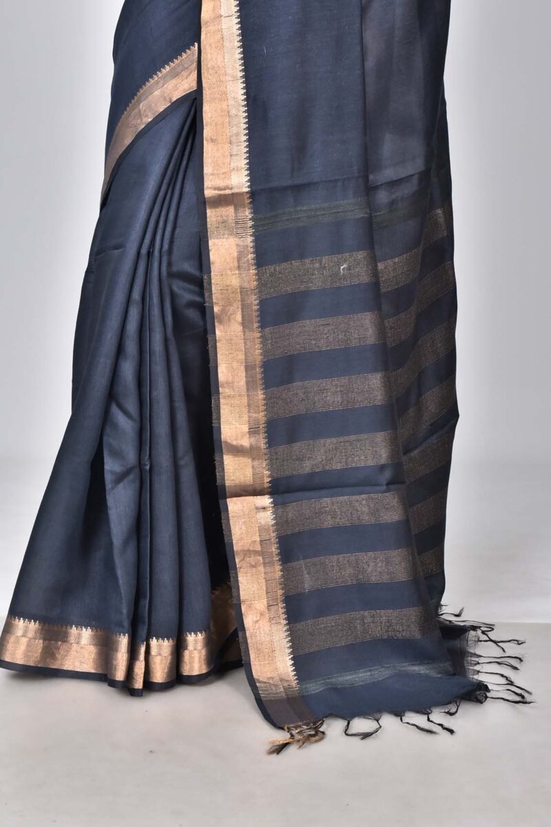 Silk Modal Woven Saree (Black)