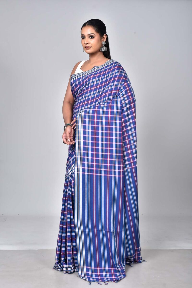 Superior Giza Cotton Yarn Dyed Woven Saree (Blue Multi )