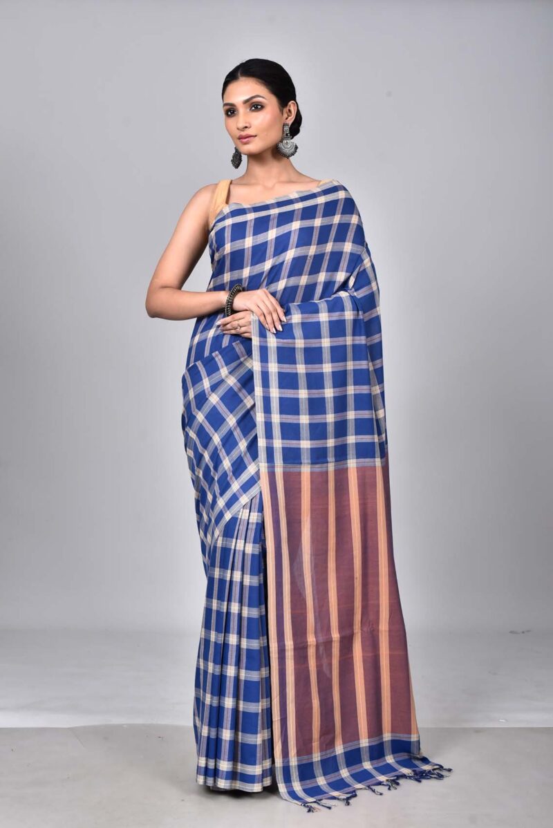 Superior Giza Cotton Yarn Dyed Woven Saree (Blue Multi)