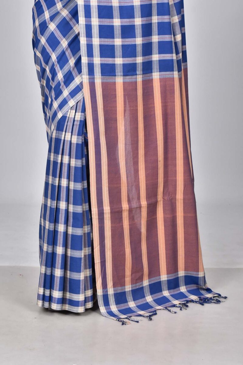 Superior Giza Cotton Yarn Dyed Woven Saree (Blue Multi)