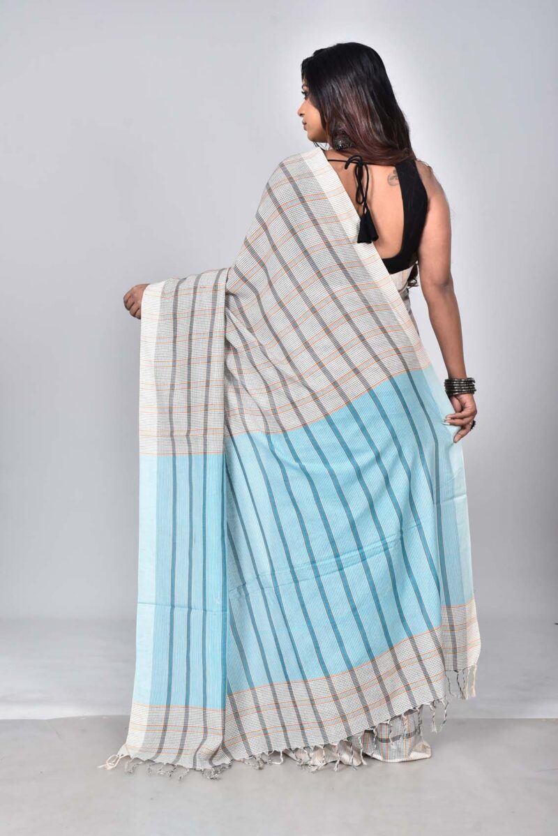 Superior Giza Cotton Yarn Dyed Woven Saree (Off White Multi)