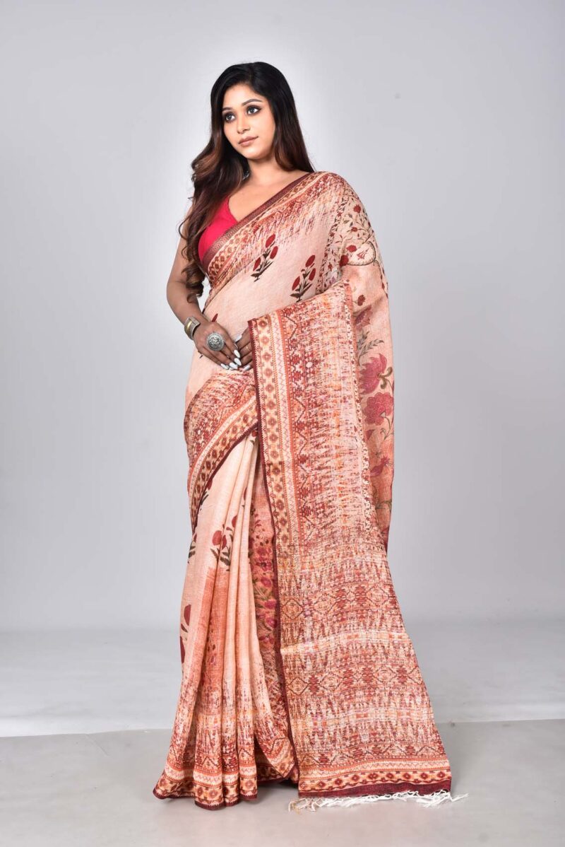 Lilen Saree with Digital Print (Multi)