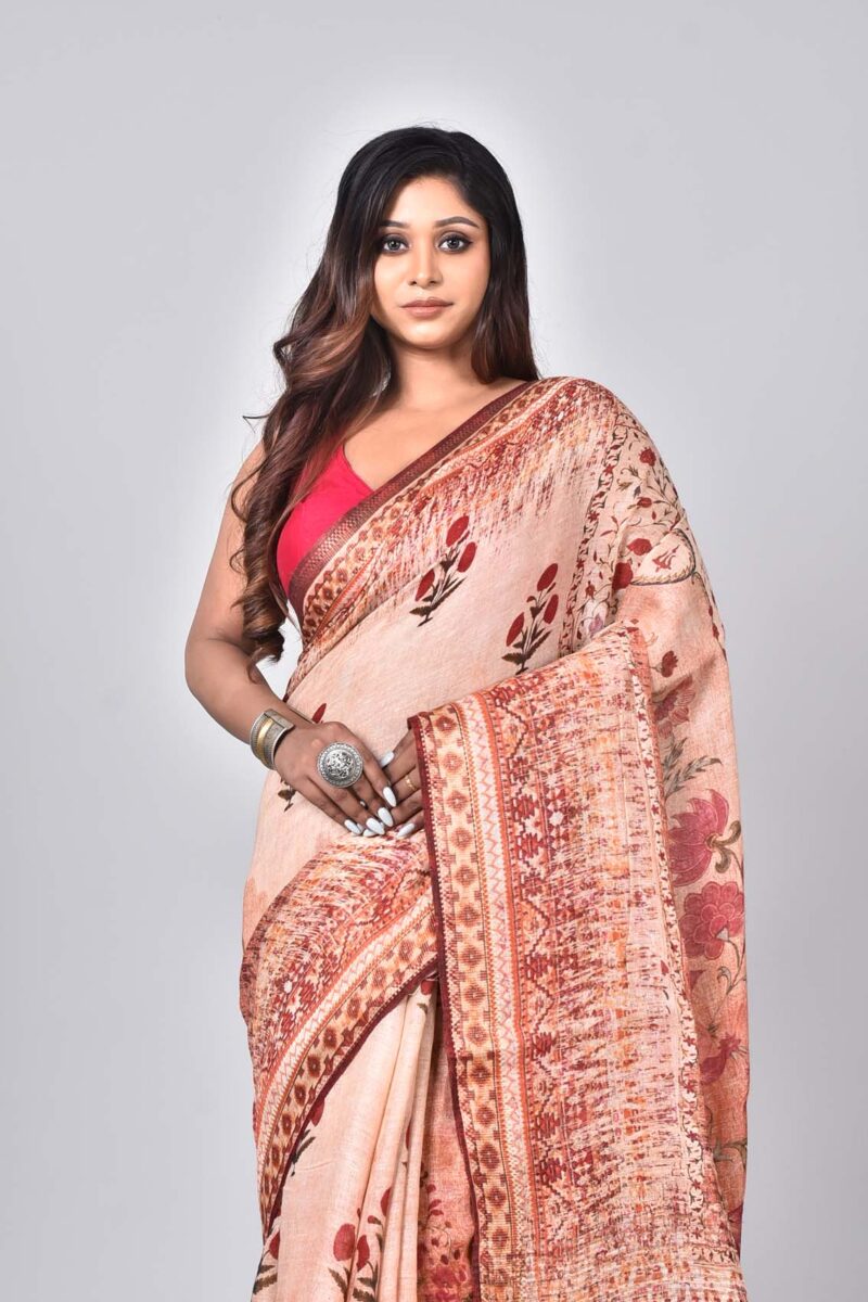 Lilen Saree with Digital Print (Multi)