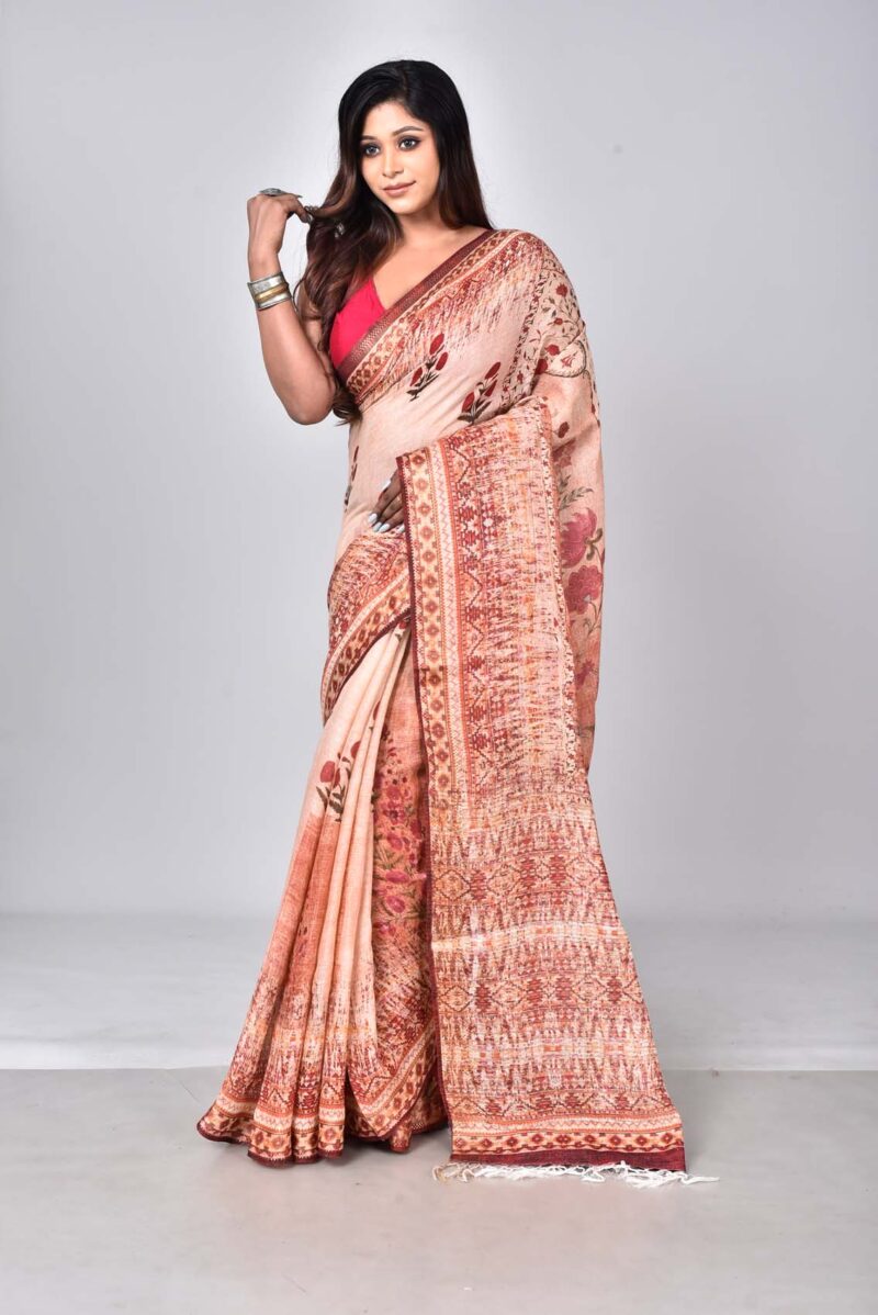 Lilen Saree with Digital Print (Multi)