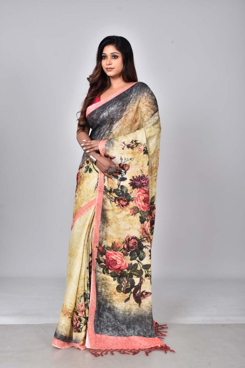 Lilen Saree with Digital Print (Multi)