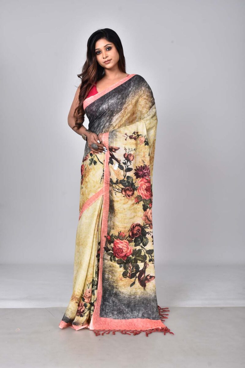 Lilen Saree with Digital Print (Multi)