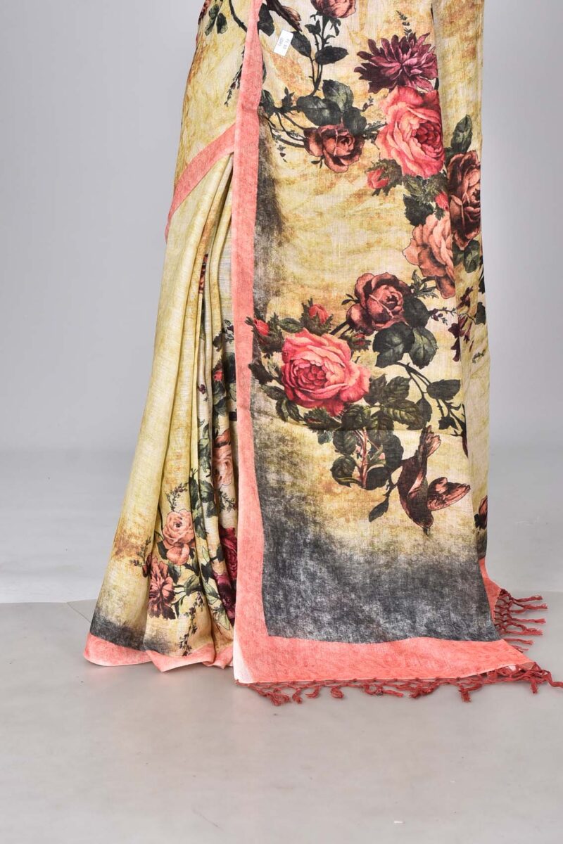 Lilen Saree with Digital Print (Multi)