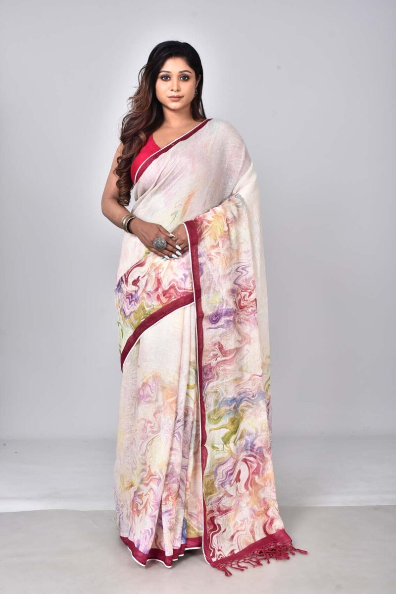 Lilen Saree with Digital Print (Multi)