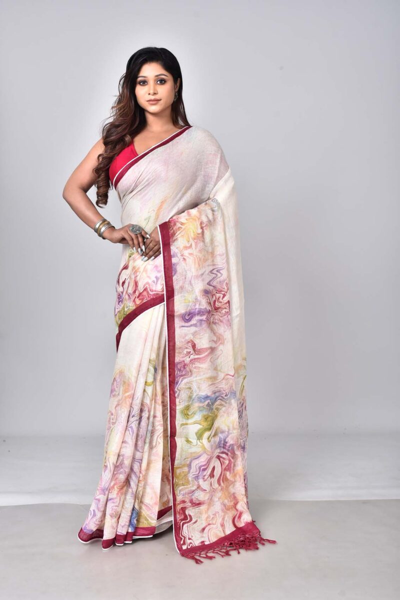 Lilen Saree with Digital Print (Multi)