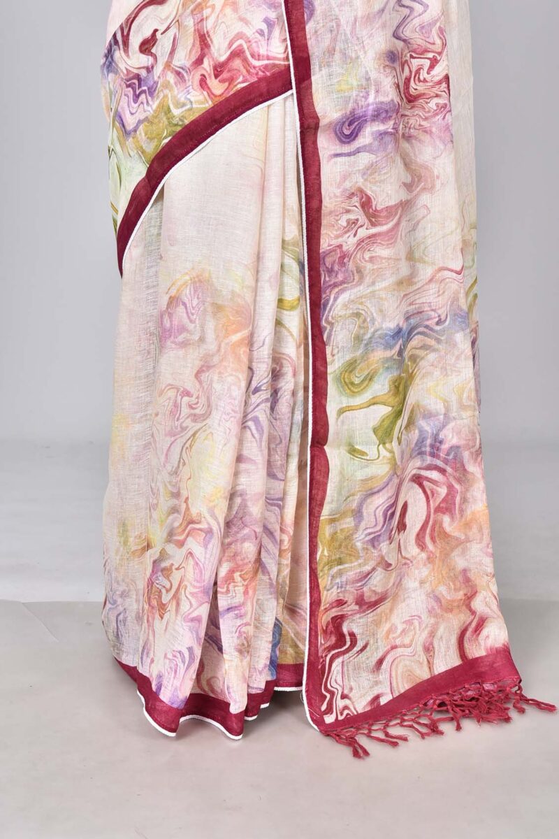 Lilen Saree with Digital Print (Multi)