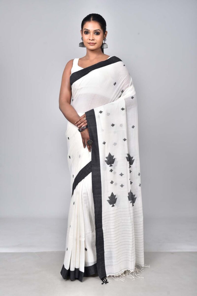 Cotton Jamdani Woven Saree (Off White)