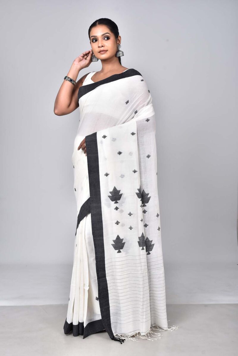 Cotton Jamdani Woven Saree (Off White)