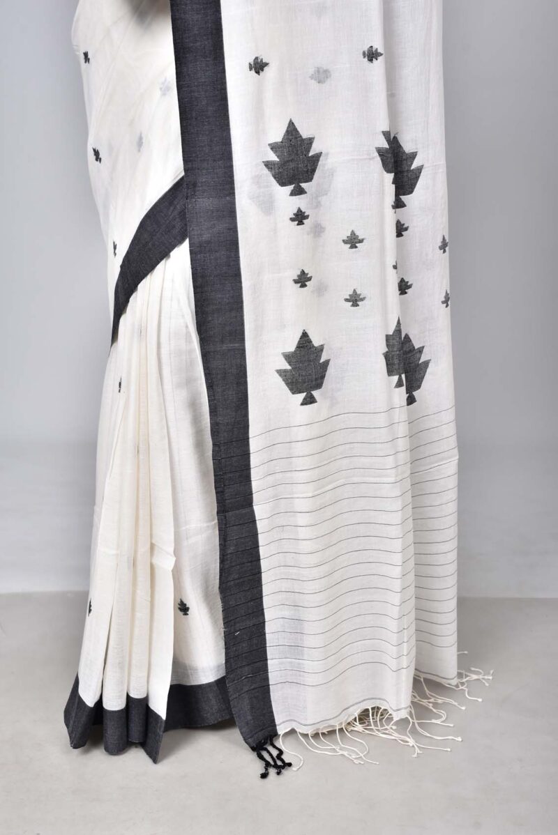 Cotton Jamdani Woven Saree (Off White)