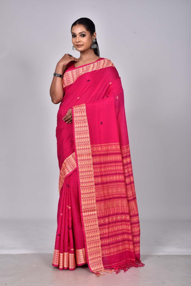 Cotton Jamdani Woven Saree (Pink)