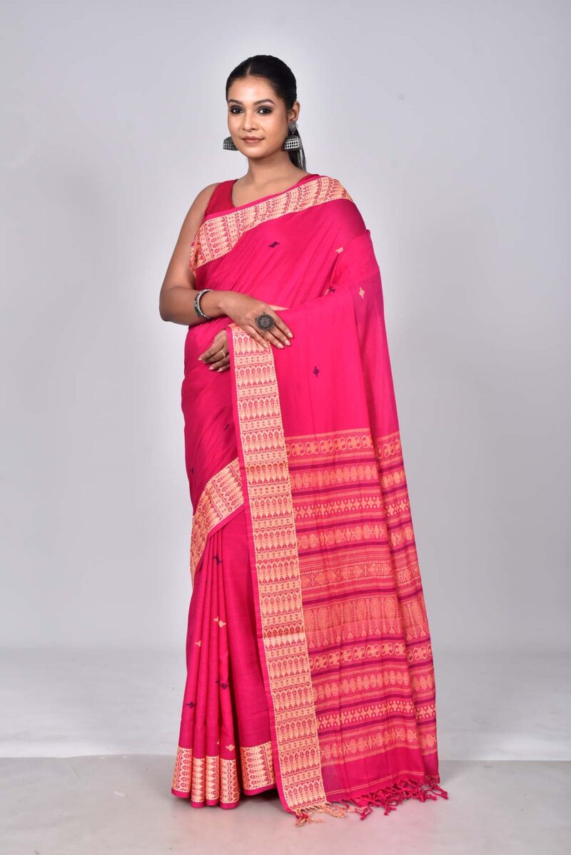 Cotton Jamdani Woven Saree (Pink)