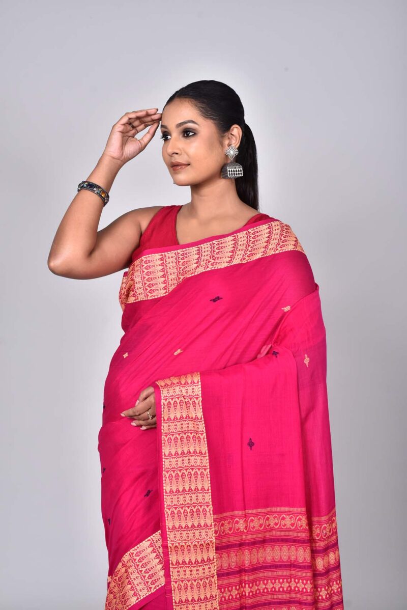 Cotton Jamdani Woven Saree (Pink)