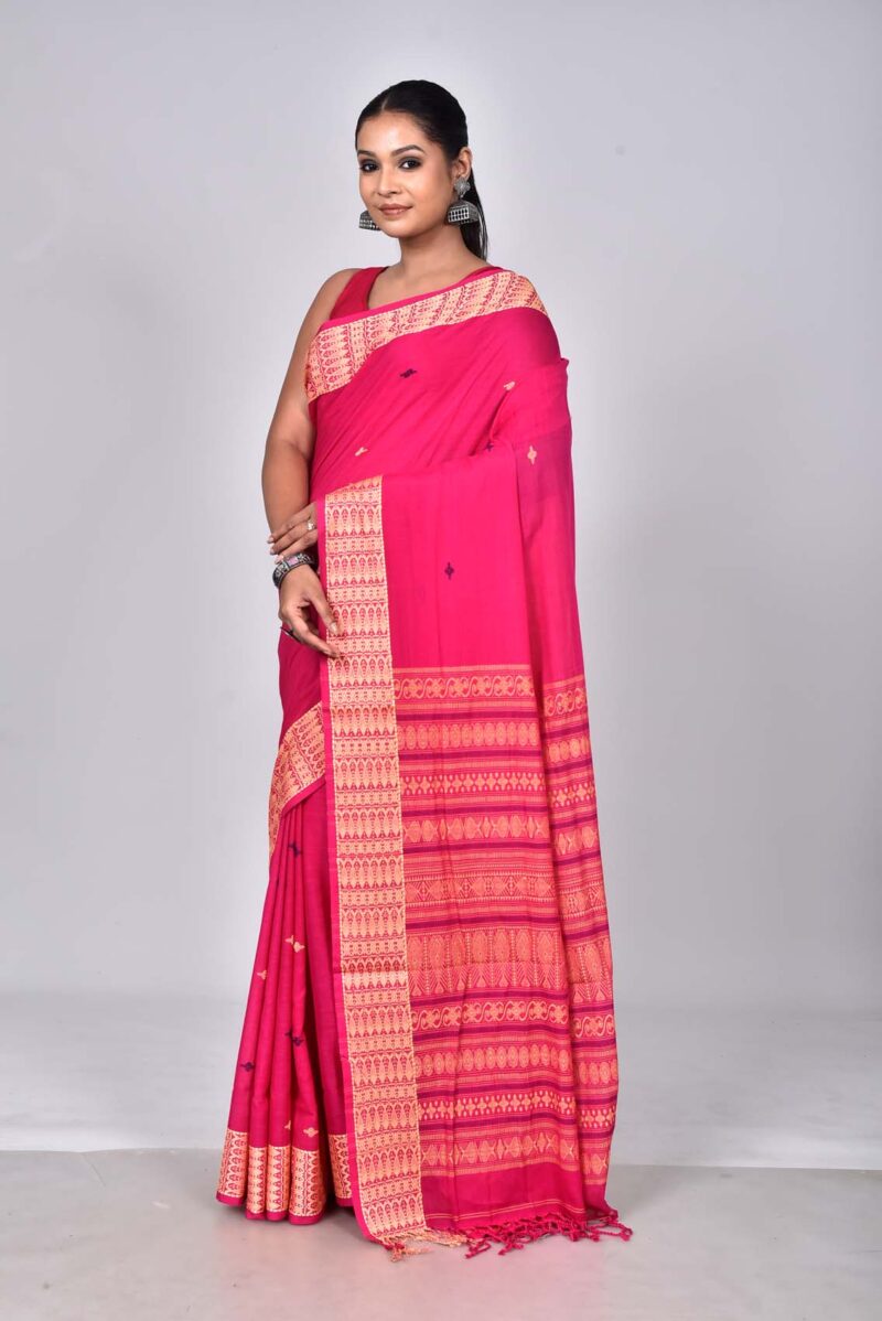 Cotton Jamdani Woven Saree (Pink)