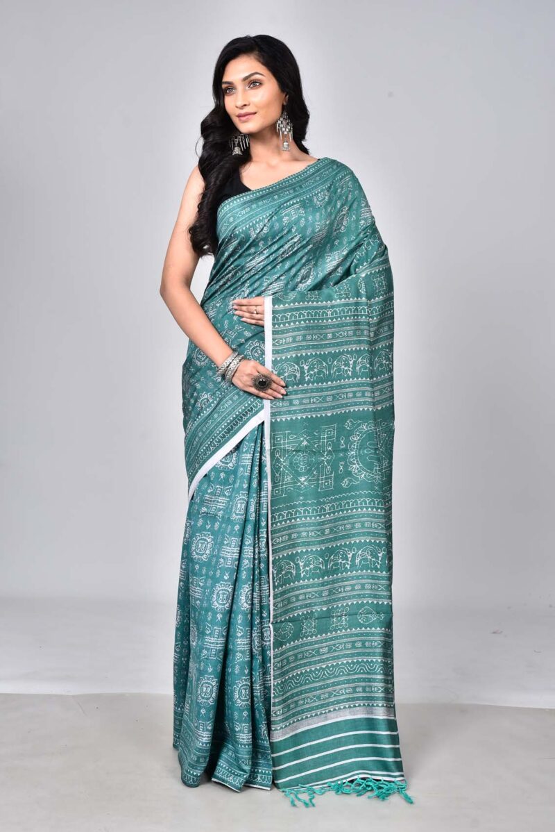 Mulberry and TSSY Silk in Satin Weave with Digital Print (Green)