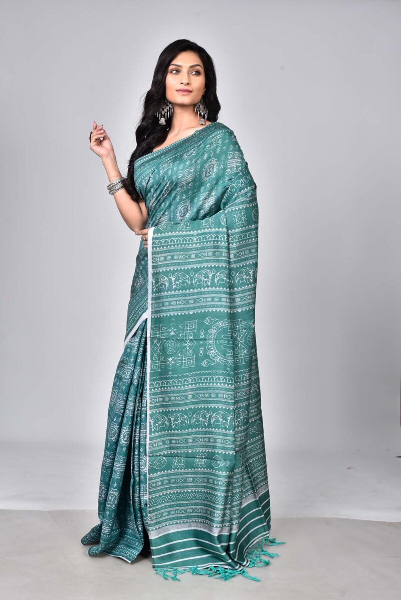 Mulberry and TSSY Silk in Satin Weave with Digital Print (Green)