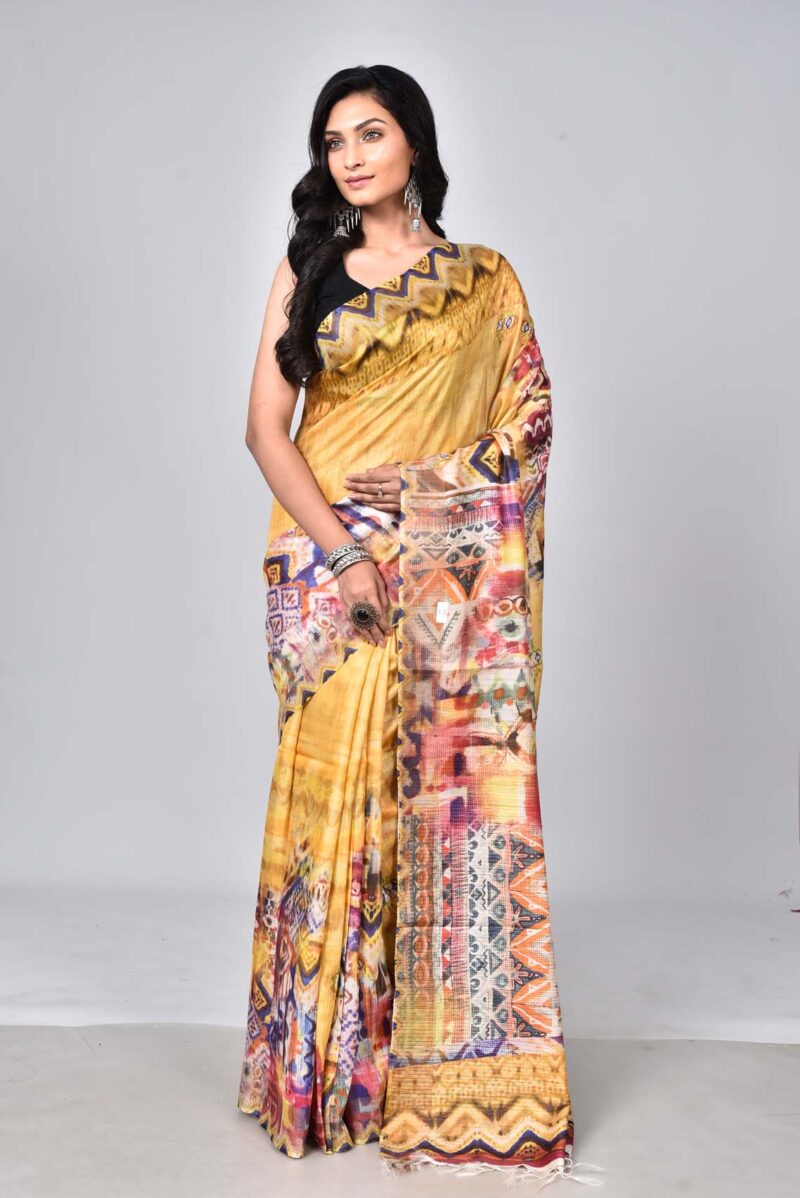 Mulbeery and Munga Silk with Digital Print (Yellow Multi)