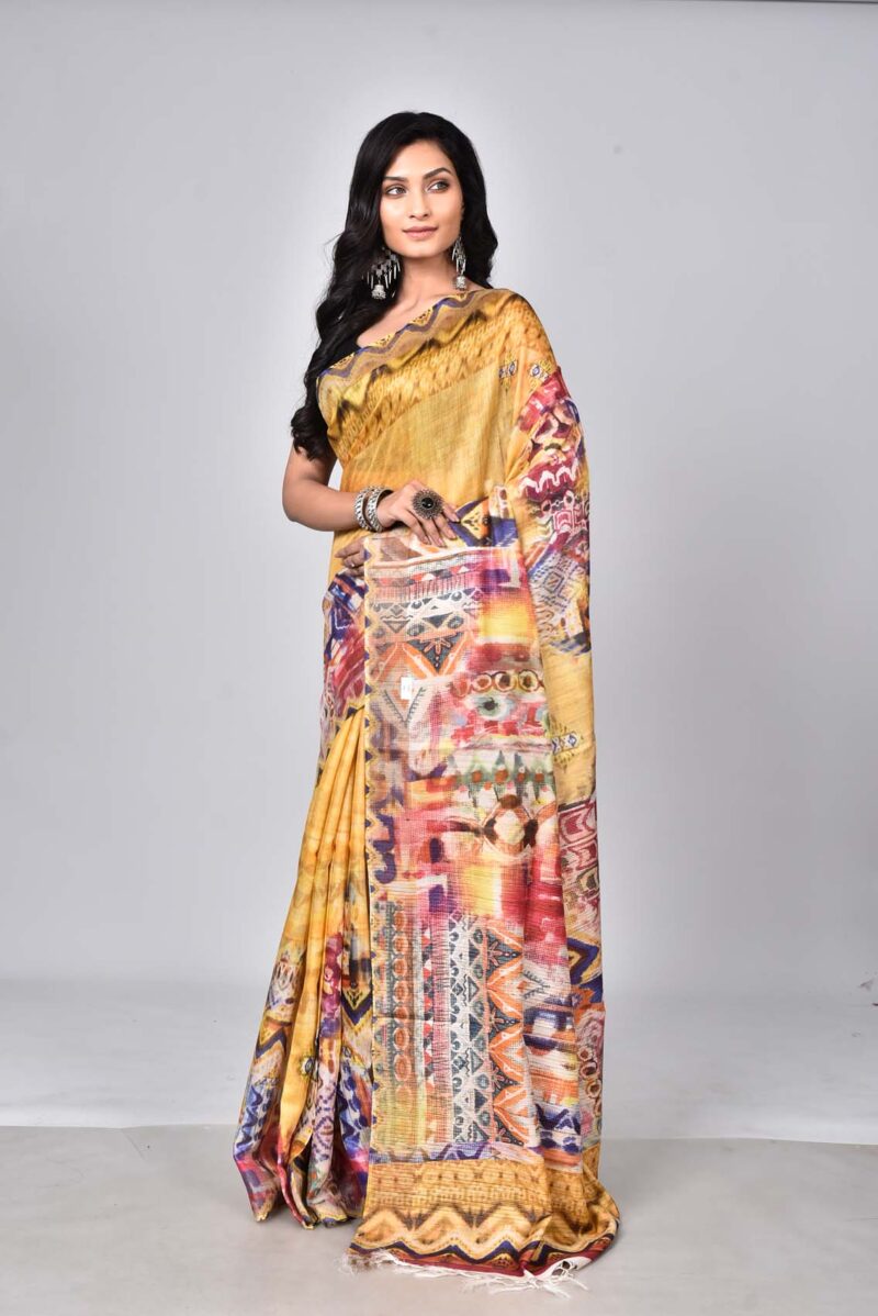 Mulbeery and Munga Silk with Digital Print (Yellow Multi)