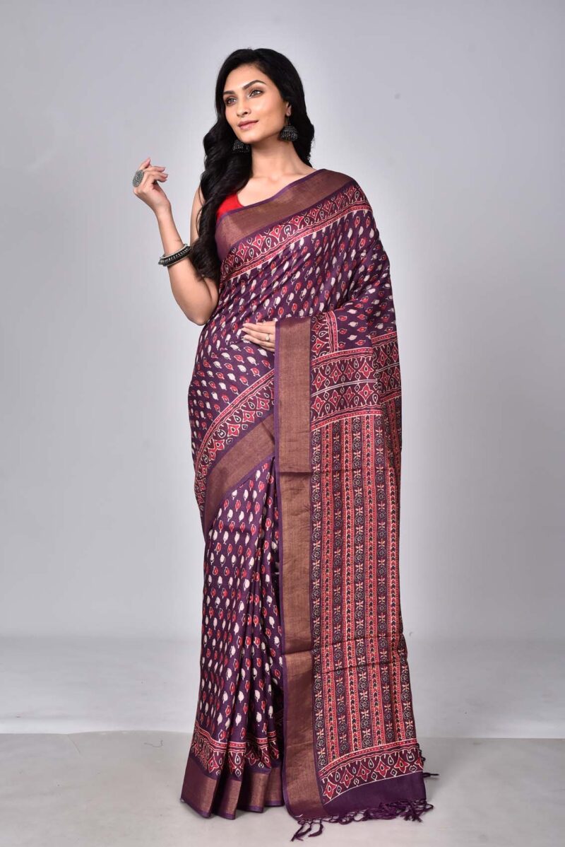 Mulbeery and Munga Silk with Digital Print (Purple Multi)