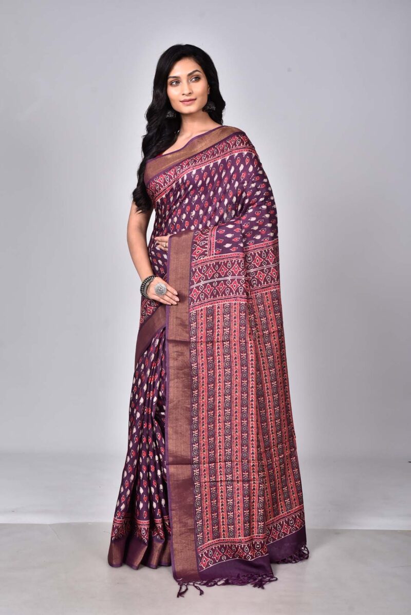 Mulbeery and Munga Silk with Digital Print (Purple Multi)