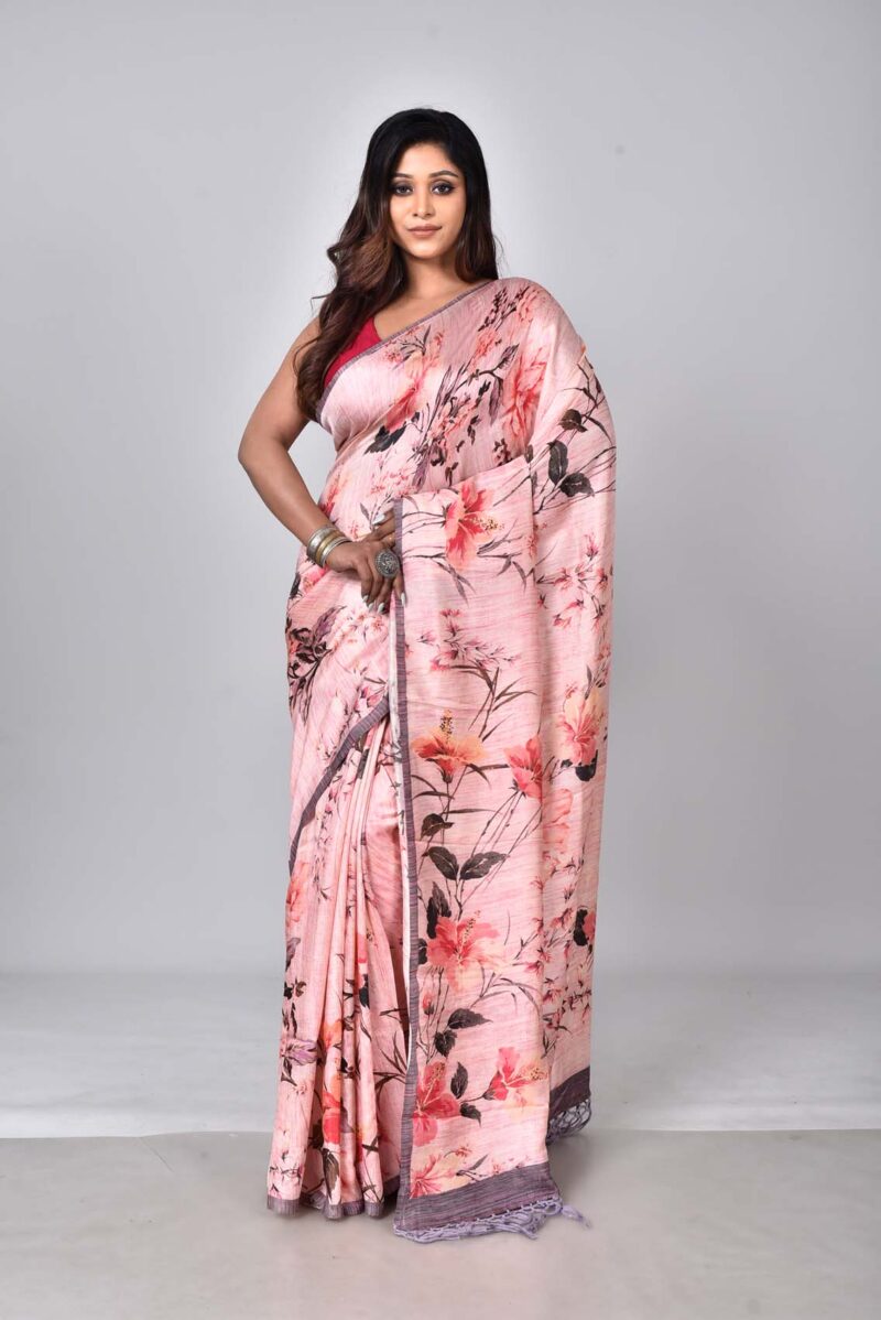 Mulberry Silk Soft Saree with Digital Print (Pink Multi)