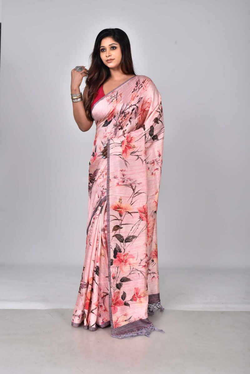 Mulberry Silk Soft Saree with Digital Print (Pink Multi)