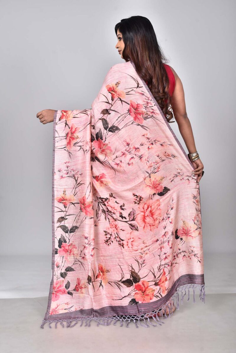 Mulberry Silk Soft Saree with Digital Print (Pink Multi)