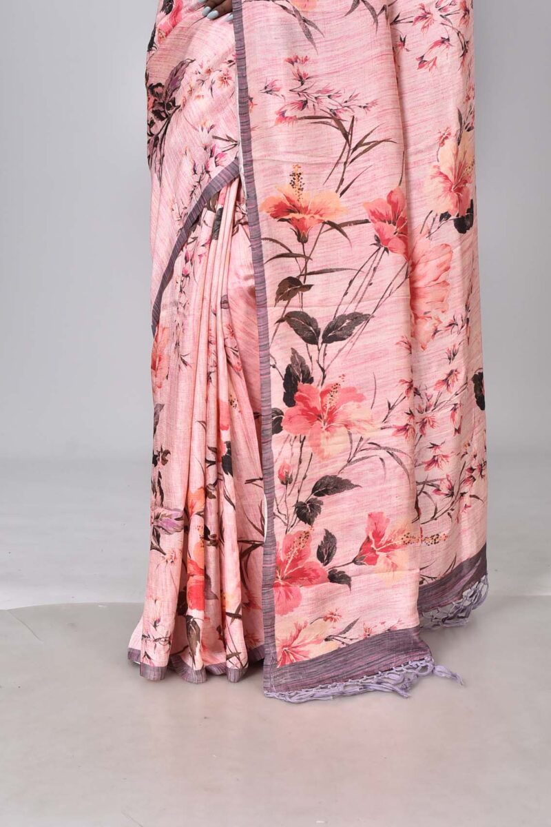 Mulberry Silk Soft Saree with Digital Print (Pink Multi)