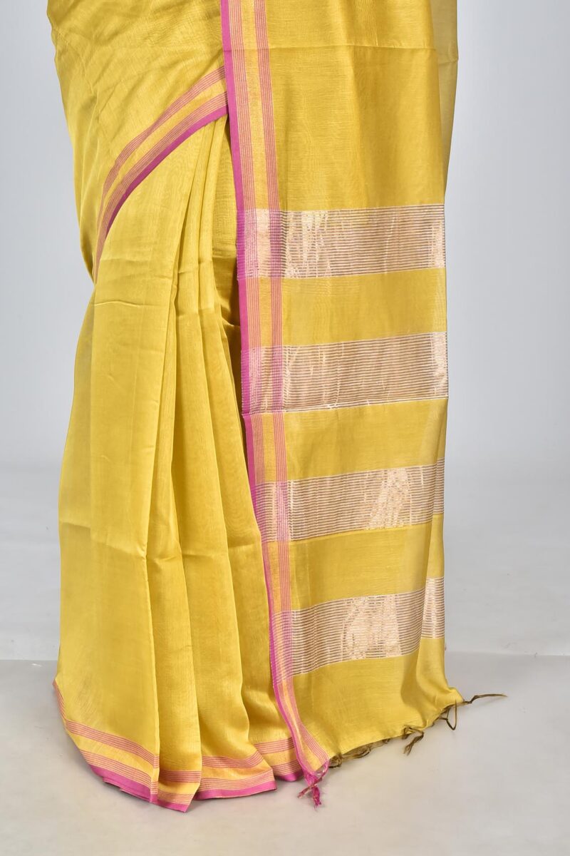 Silk Modal Yard Dyed Woven Saree (Yellow)